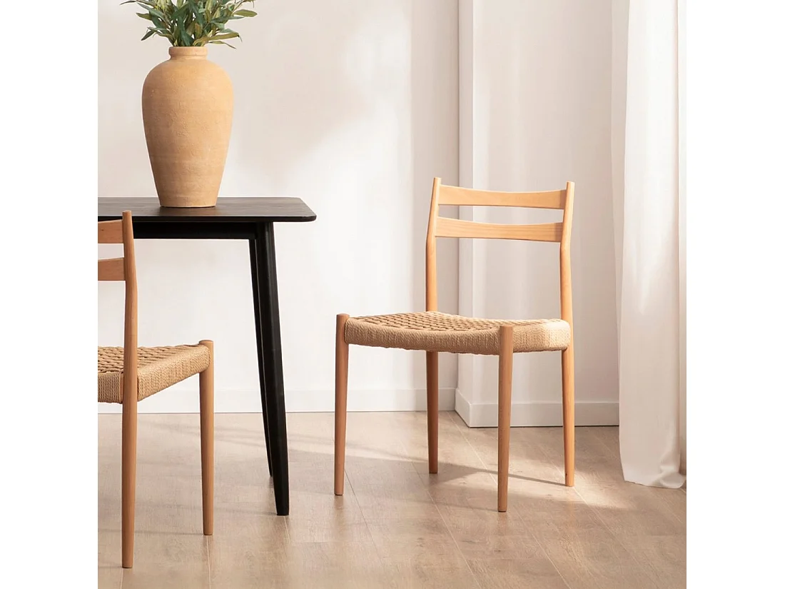 Chaise de salle à manger en bois naturel 51x81 cm-Vina
