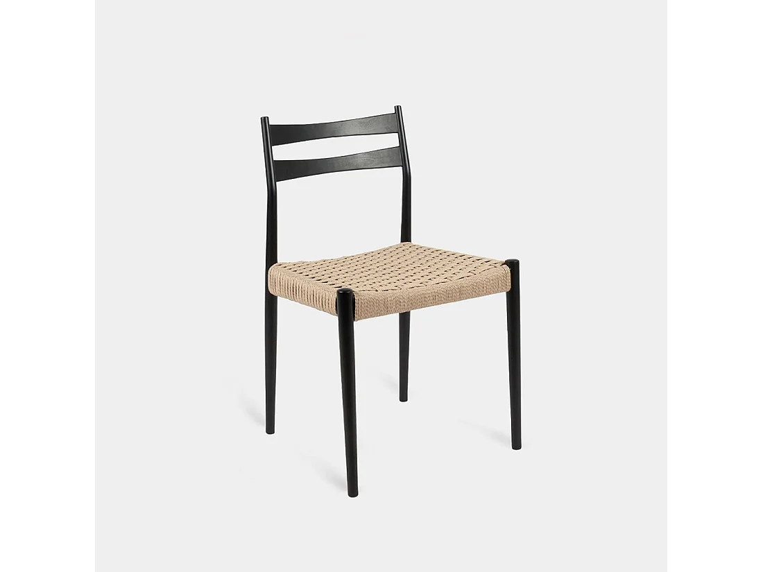 Chaise de salle à manger en bois noir-naturel 51x81 cm-Vina
