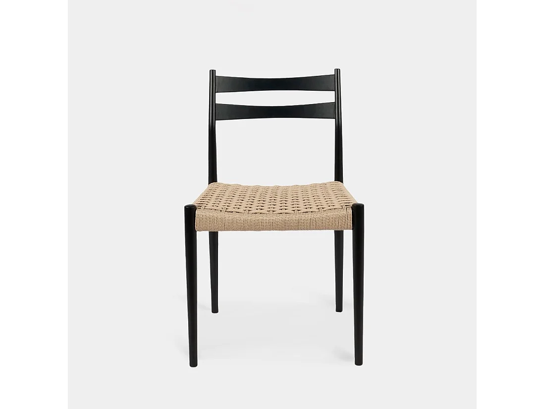 Chaise de salle à manger en bois noir-naturel 51x81 cm-Vina