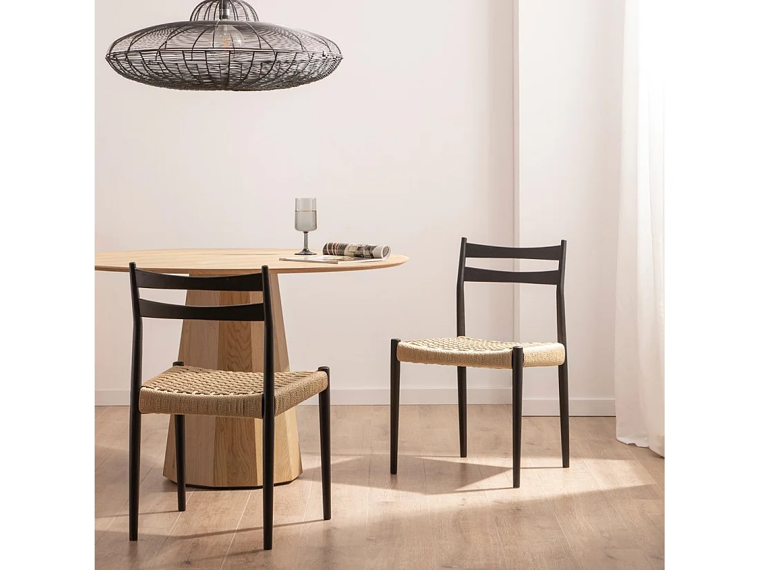 Chaise de salle à manger en bois noir-naturel 51x81 cm-Vina