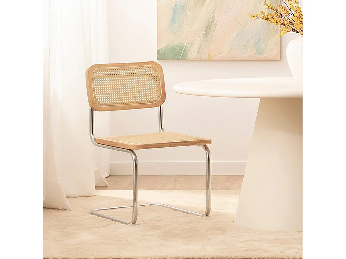 Chaise de salle à manger en bois naturel 45x84 cm-Keila