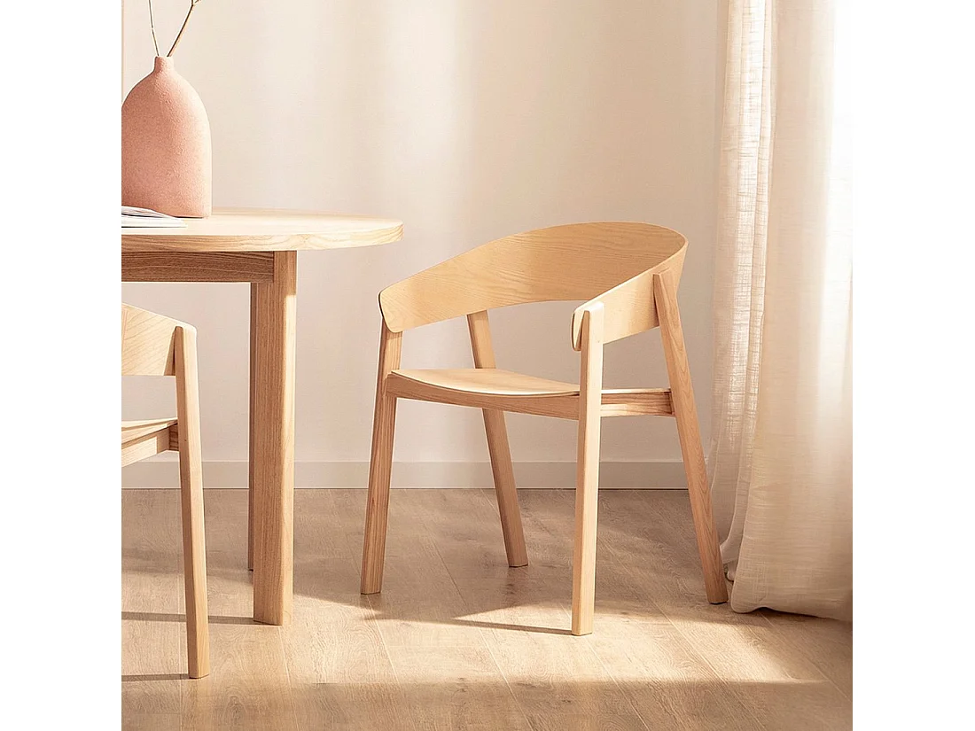 Chaise de salle à manger en bois naturel 57x75 cm-Niha