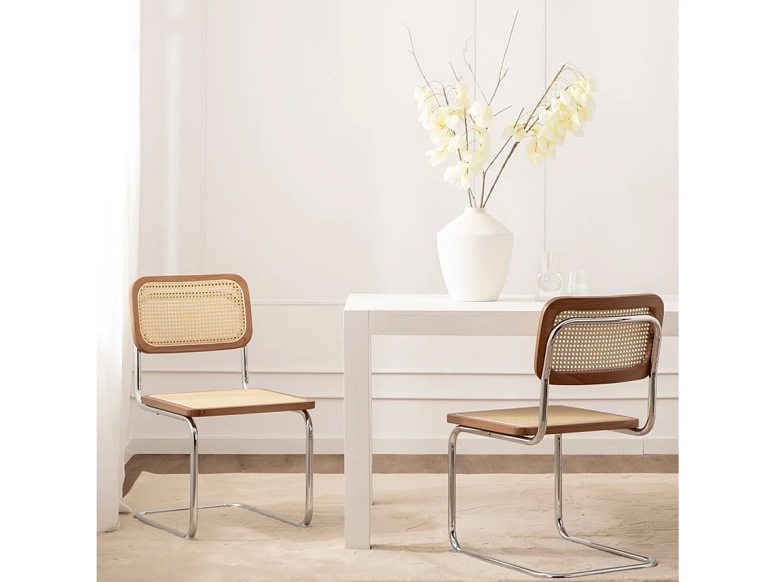 Chaise de salle à manger en bois noyer-naturel 45x84 cm-Keila