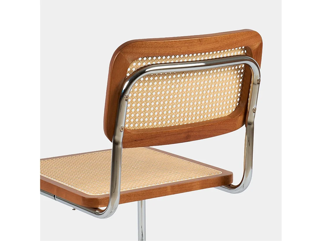 Chaise de salle à manger en bois noyer-naturel 45x84 cm-Keila