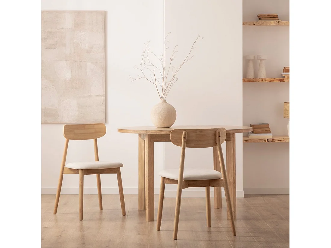 Chaise de salle à manger en bois beige-naturel 46x83 cm-Leyre