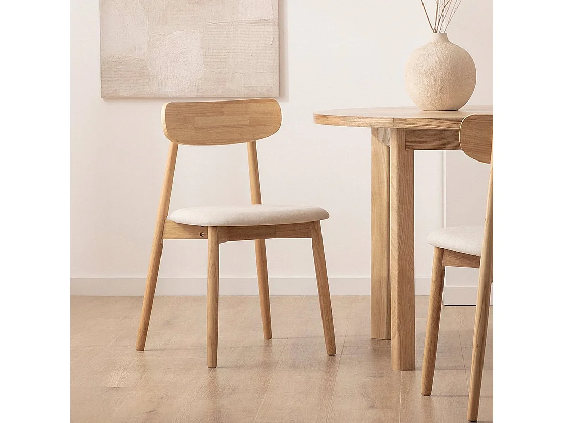 Chaise de salle à manger en bois beige-naturel 46x83 cm-Leyre