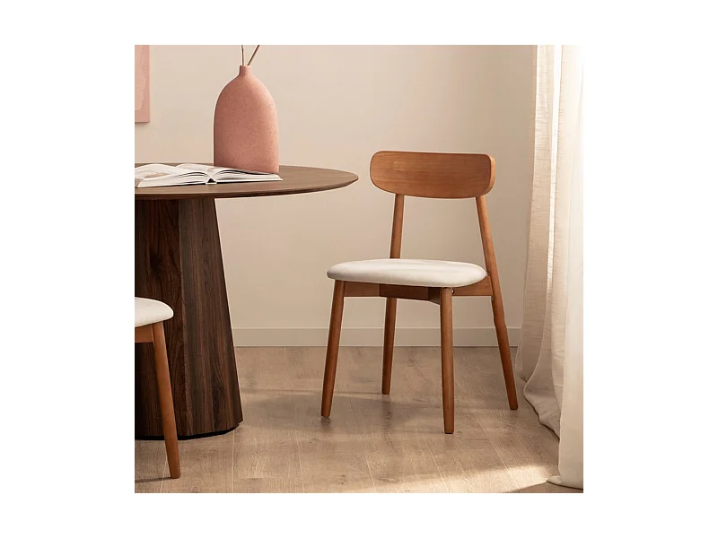 Chaise de salle à manger en bois beige-noyer 46x83 cm-Leyre