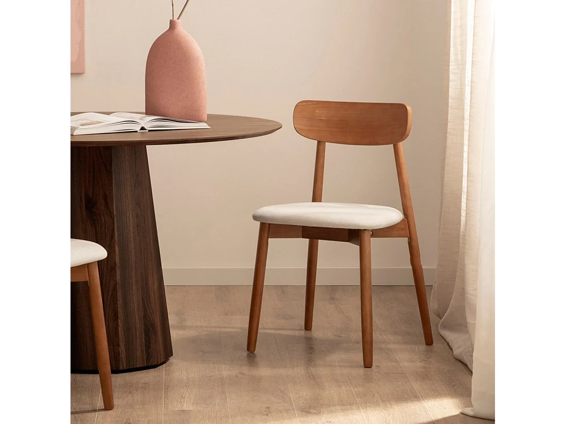 Chaise de salle à manger en bois beige-noyer 46x83 cm-Leyre