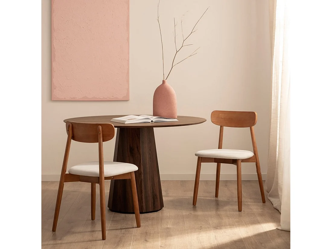 Chaise de salle à manger en bois beige-noyer 46x83 cm-Leyre