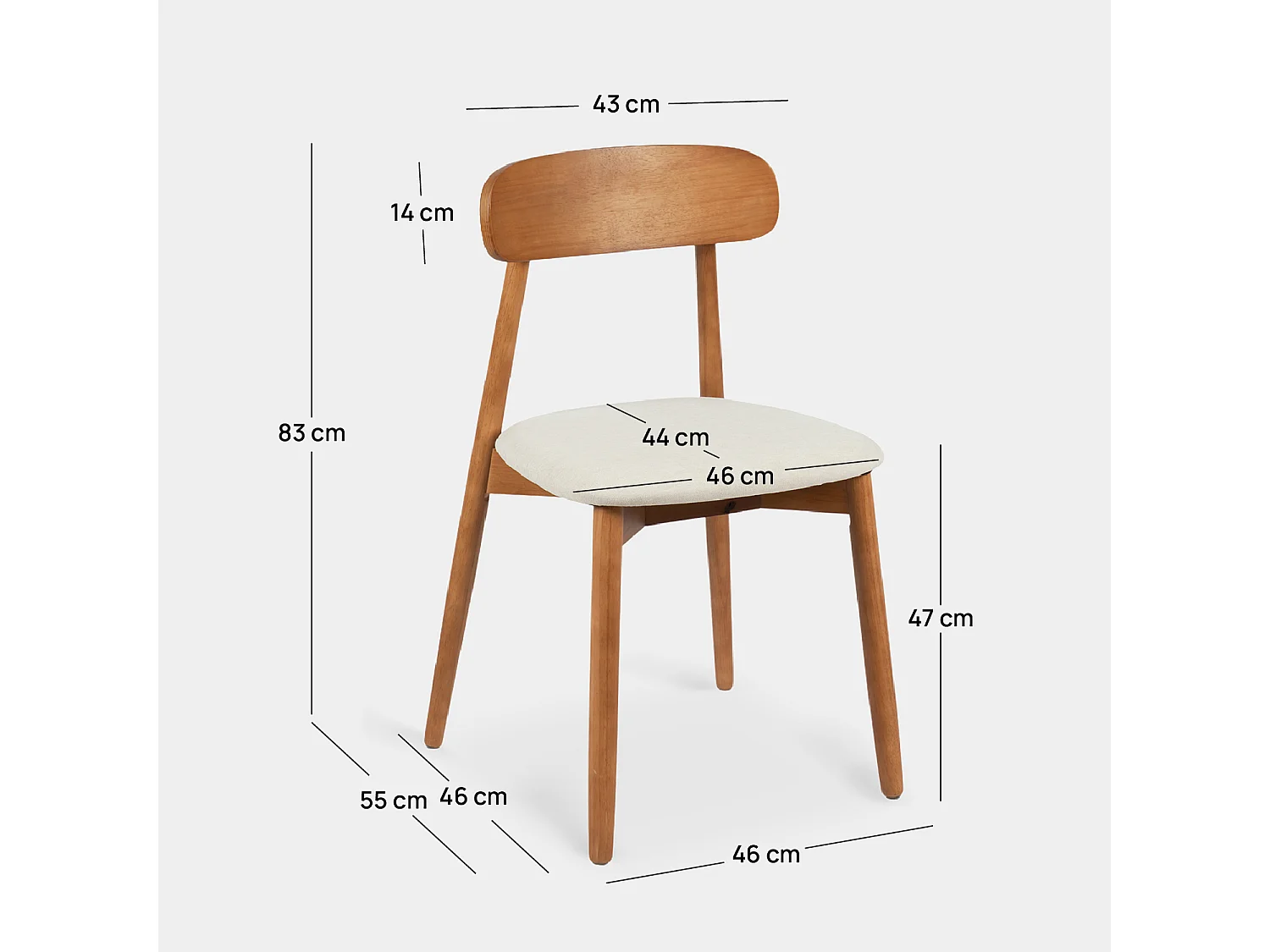 Silla de comedor de Madera Beige-Nogal 83 x 46- Leyre
