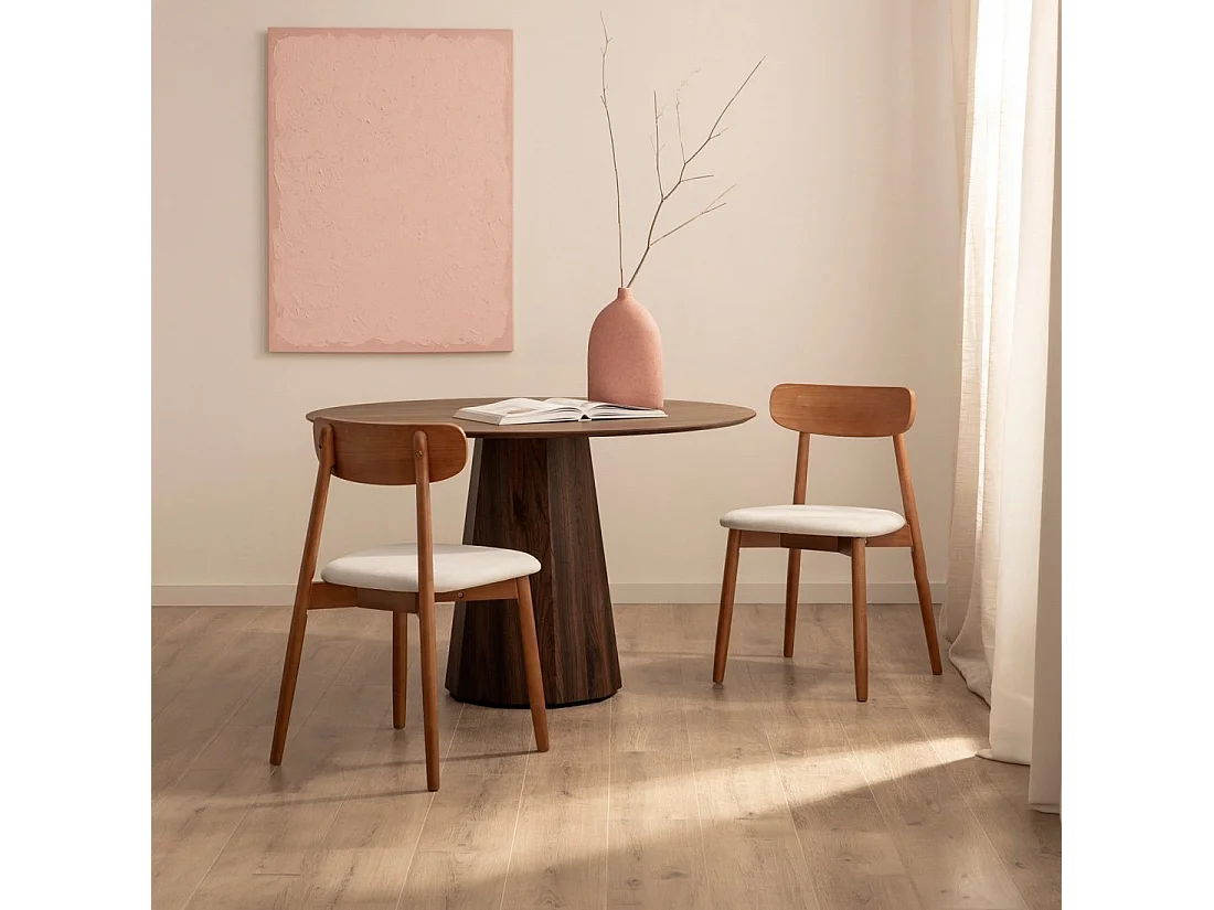 Silla de comedor de Madera Beige-Nogal 83 x 46- Leyre