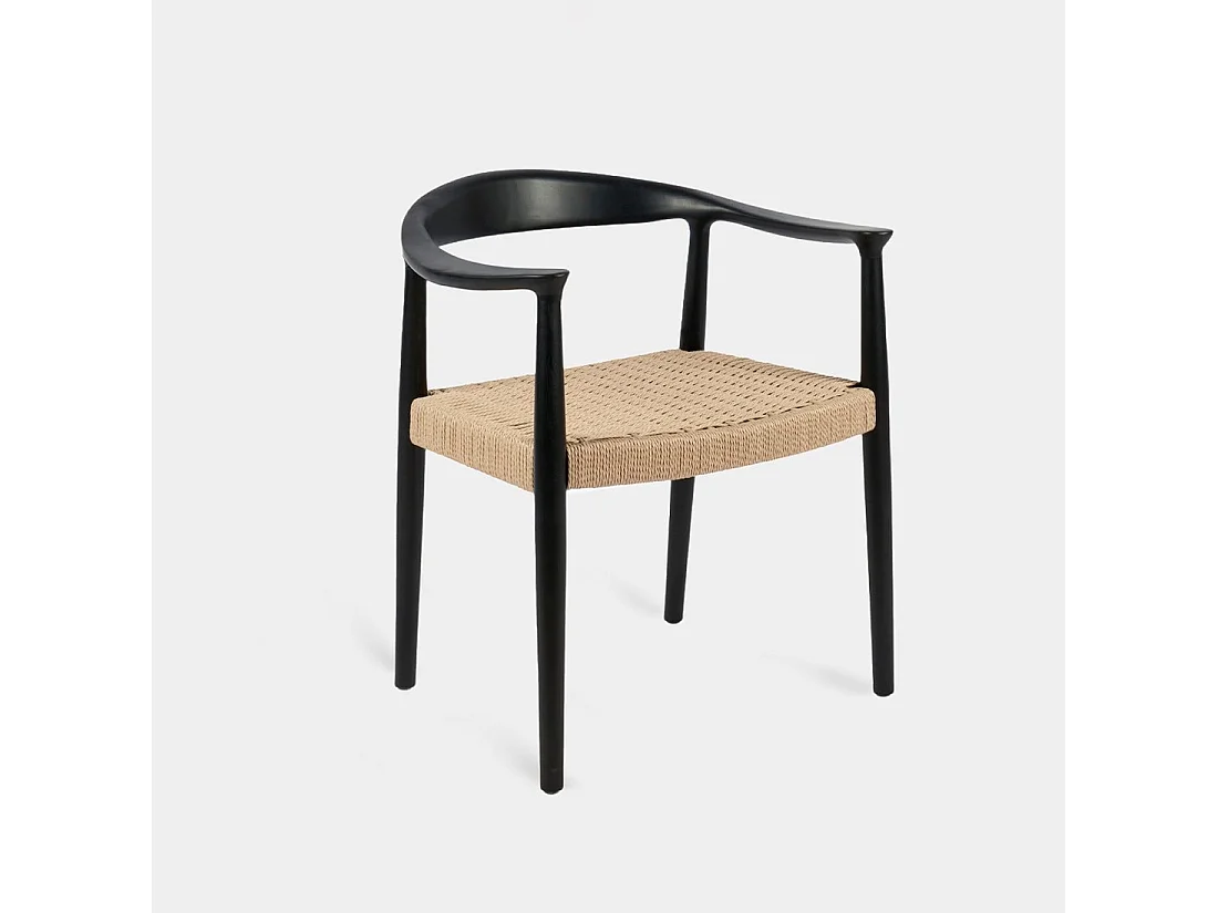 Chaise de salle à manger en bois noir-naturel 65x74 cm-Thesa