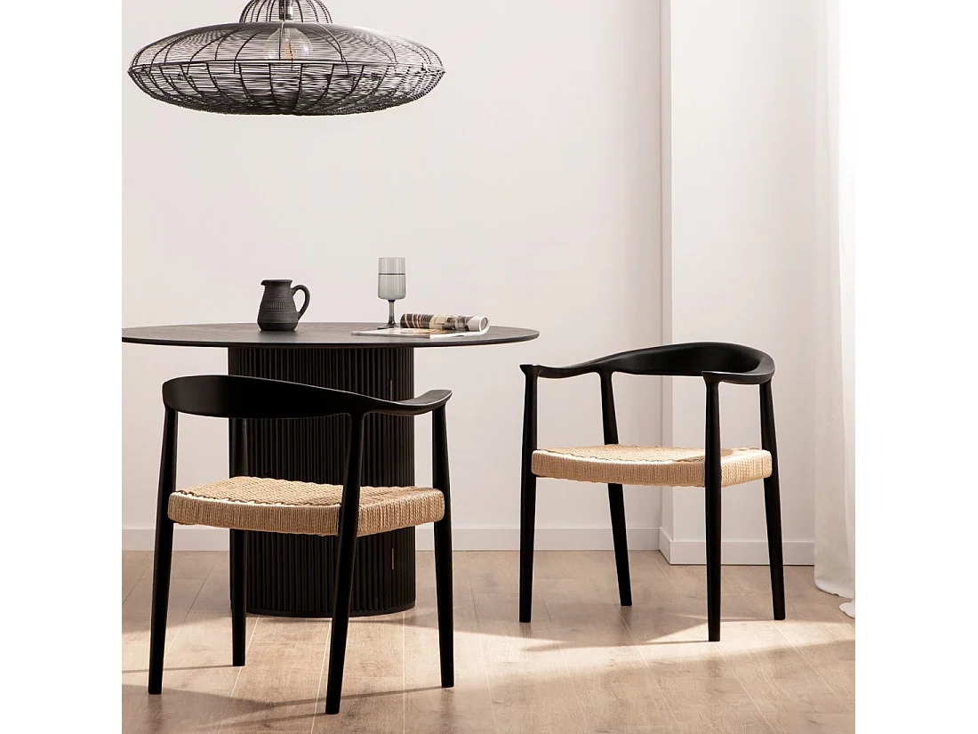 Chaise de salle à manger en bois noir-naturel 65x74 cm-Thesa