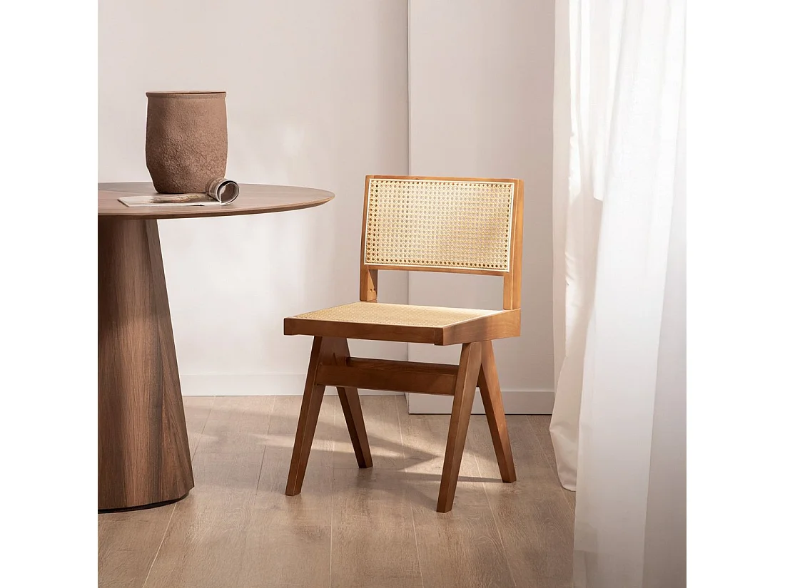 Chaise de salle à manger en bois noyer-naturel 44x80 cm-Nelha