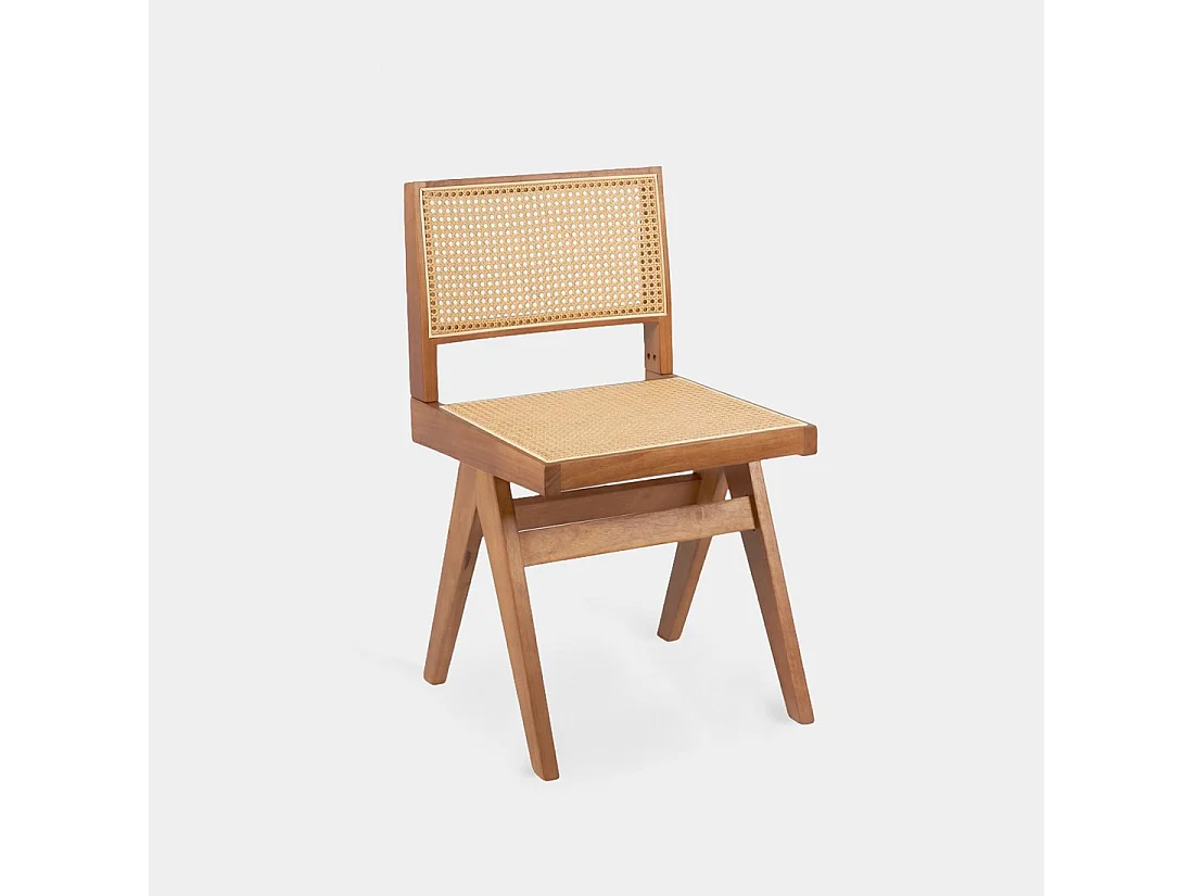 Chaise de salle à manger en bois noyer-naturel 44x80 cm-Nelha