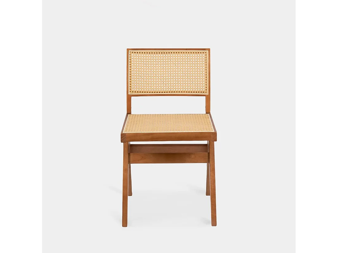 Chaise de salle à manger en bois noyer-naturel 44x80 cm-Nelha