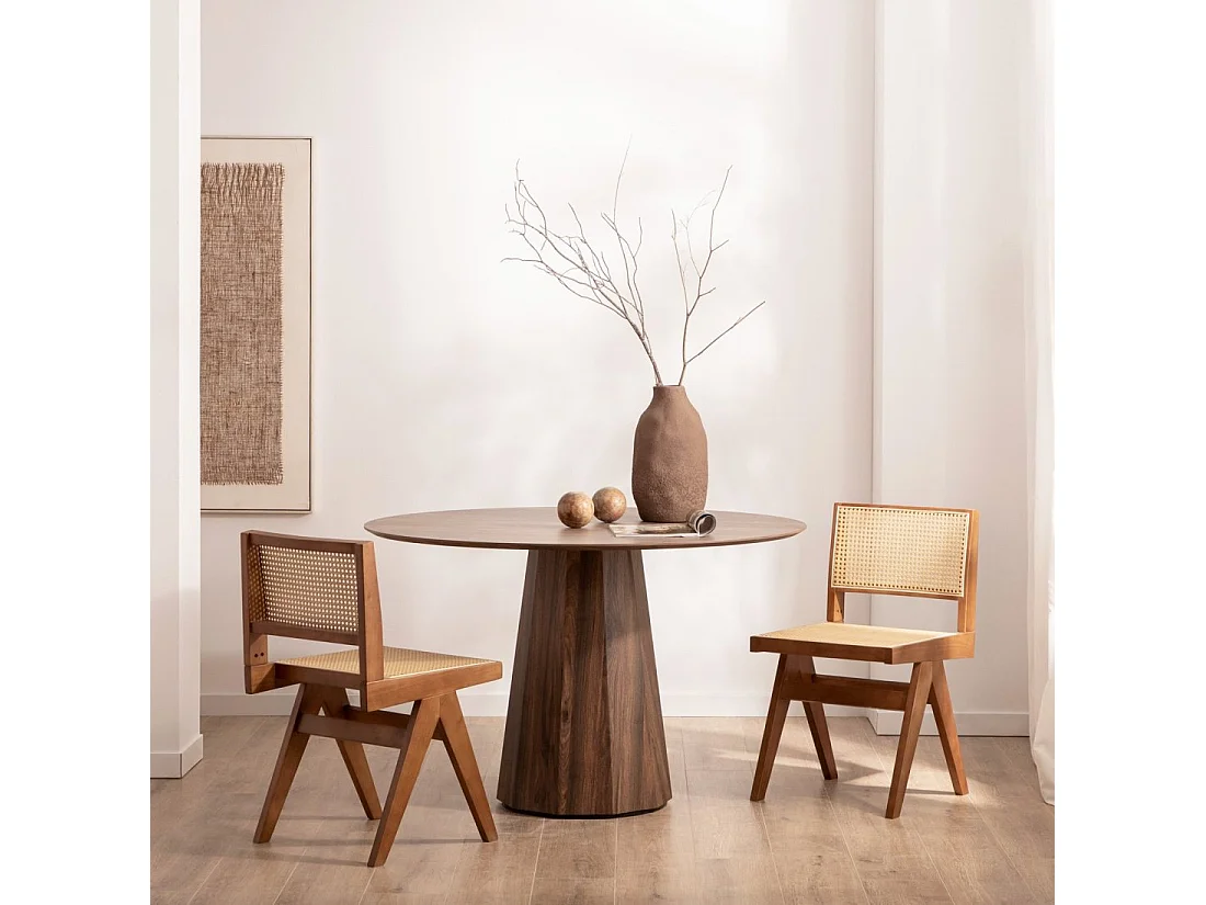 Chaise de salle à manger en bois noyer-naturel 44x80 cm-Nelha