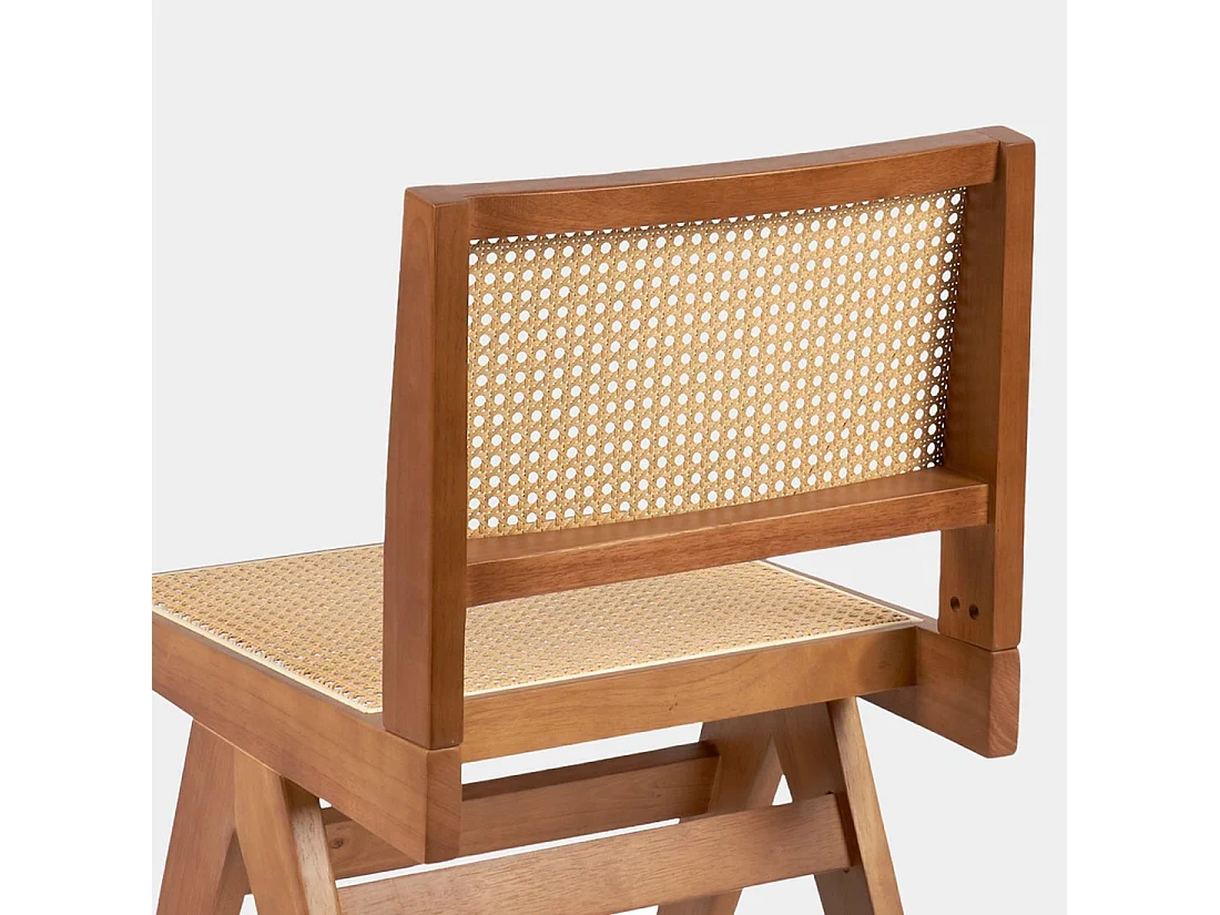 Chaise de salle à manger en bois noyer-naturel 44x80 cm-Nelha