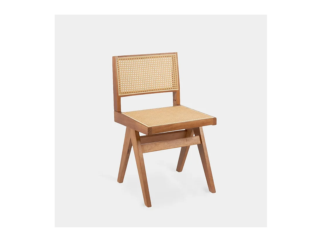 Chaise de salle à manger en bois noyer-naturel 44x80 cm-Nelha