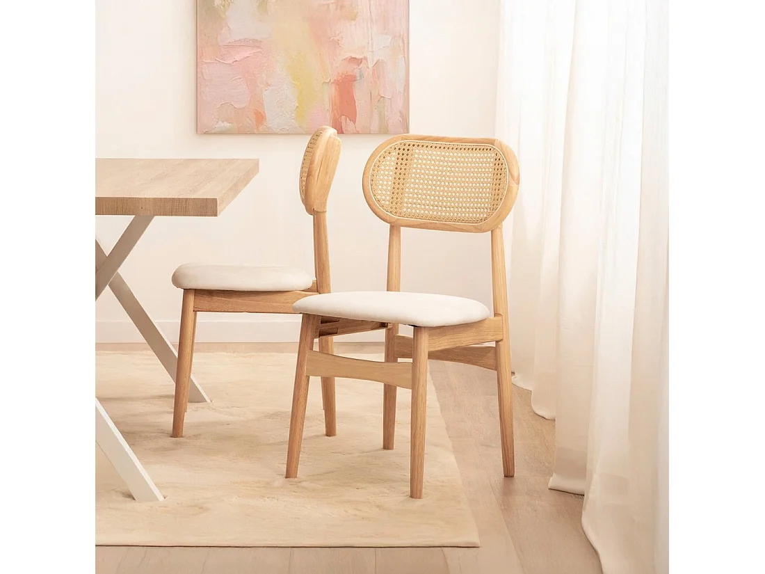 Chaise de salle à manger en bois beige-naturel 47x86 cm-Moyl