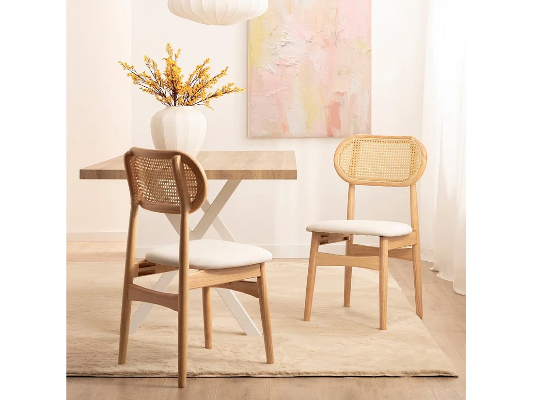 Chaise de salle à manger en bois beige-naturel 47x86 cm-Moyl