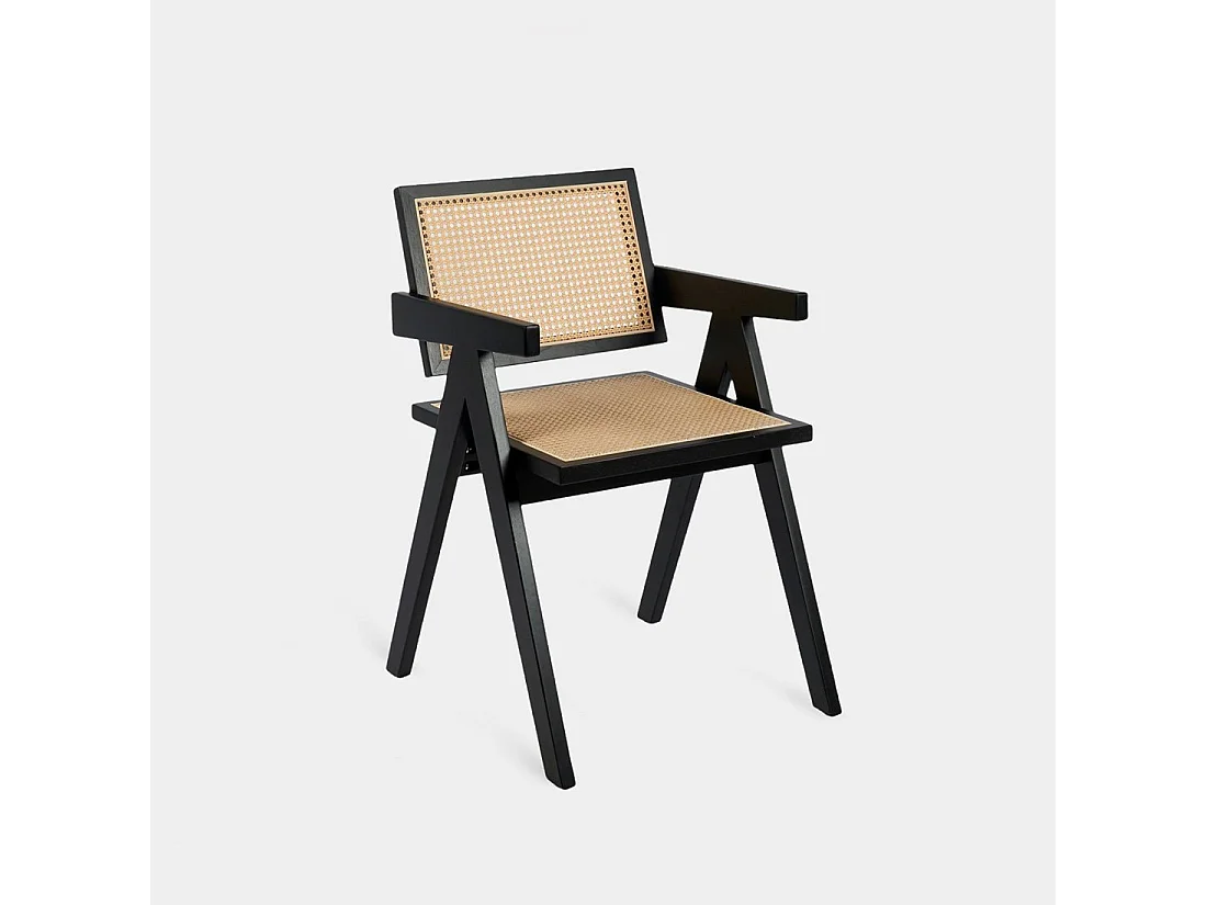 Chaise de salle à manger en bois noir-naturel 51x80 cm-Nelha