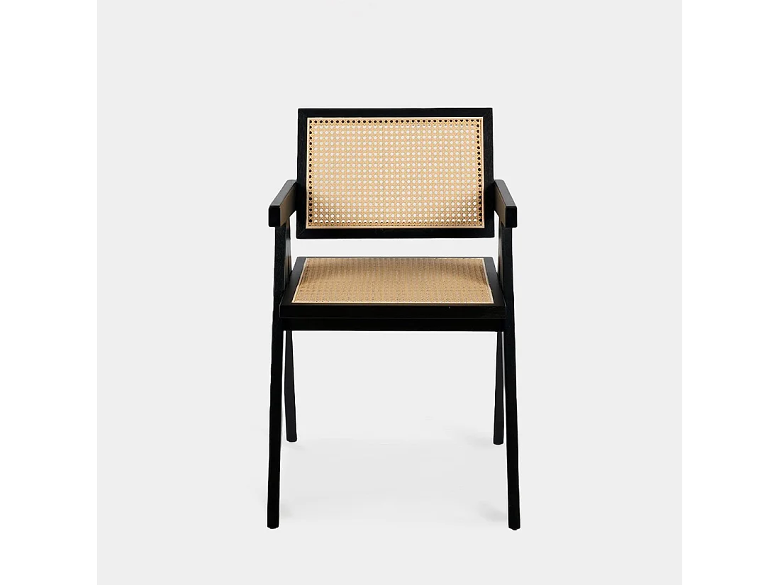 Chaise de salle à manger en bois noir-naturel 51x80 cm-Nelha