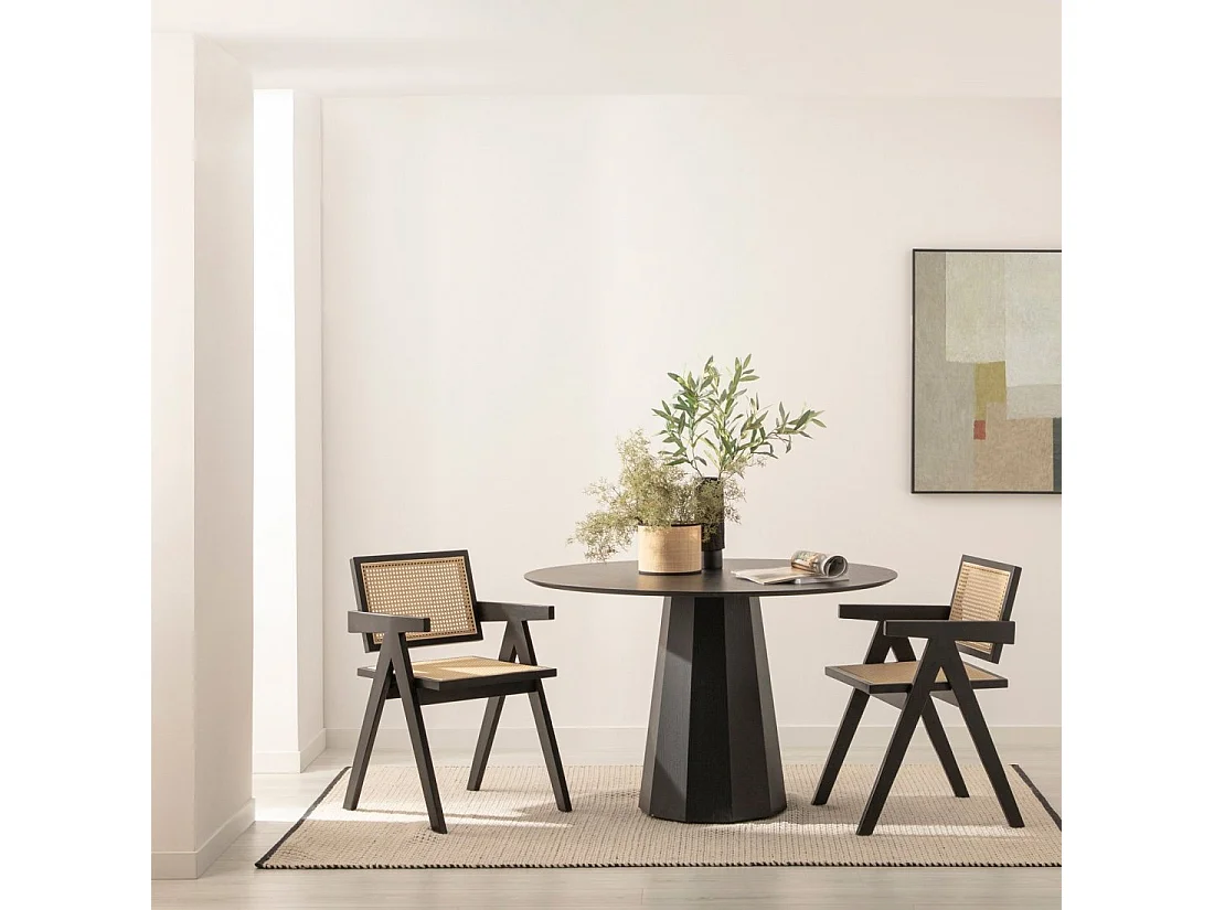 Chaise de salle à manger en bois noir-naturel 51x80 cm-Nelha