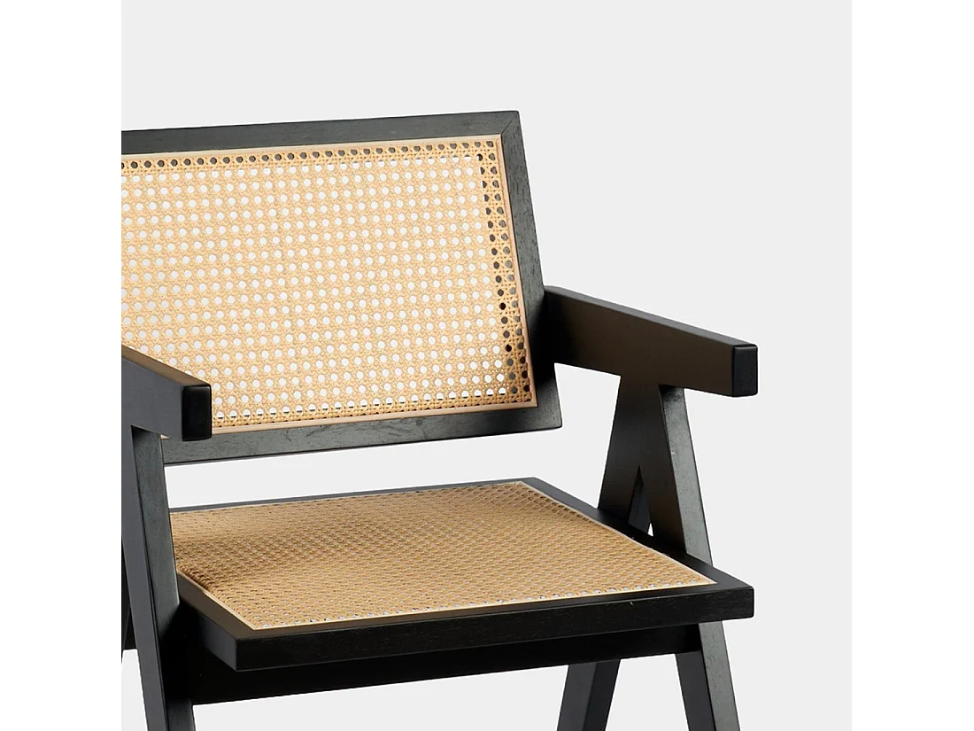 Chaise de salle à manger en bois noir-naturel 51x80 cm-Nelha