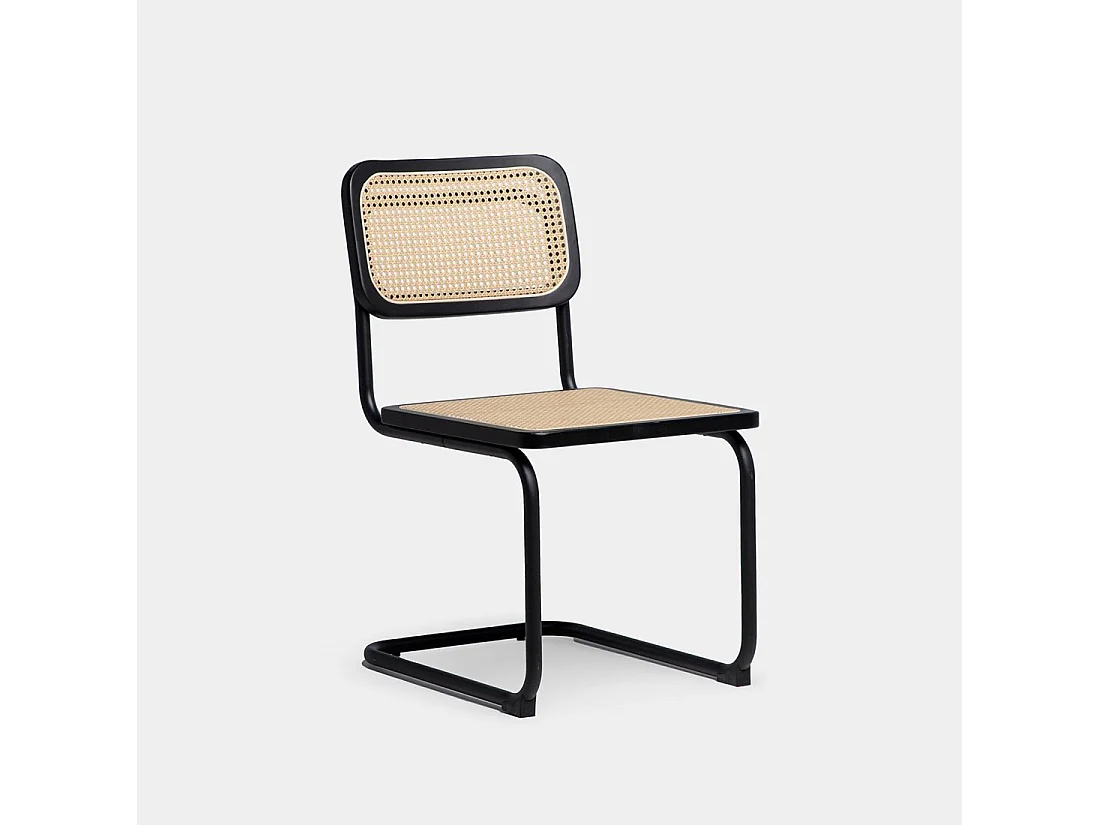 Chaise de salle à manger en bois noir-naturel 45x84 cm-Keila