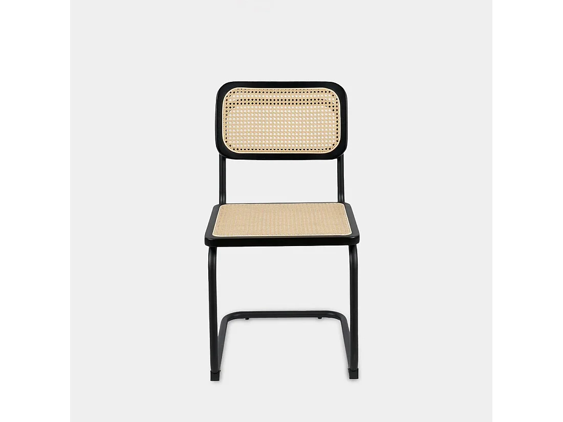 Chaise de salle à manger en bois noir-naturel 45x84 cm-Keila