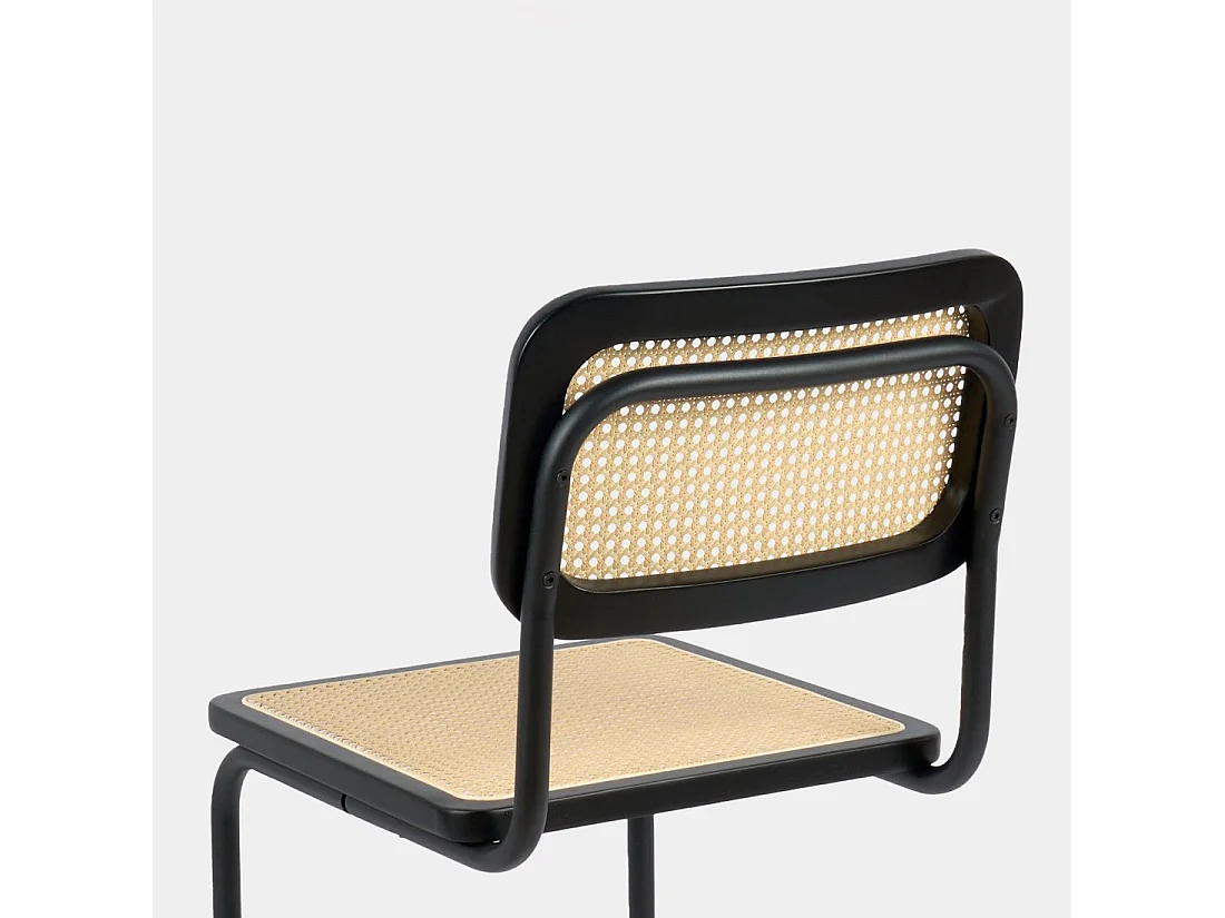 Chaise de salle à manger en bois noir-naturel 45x84 cm-Keila