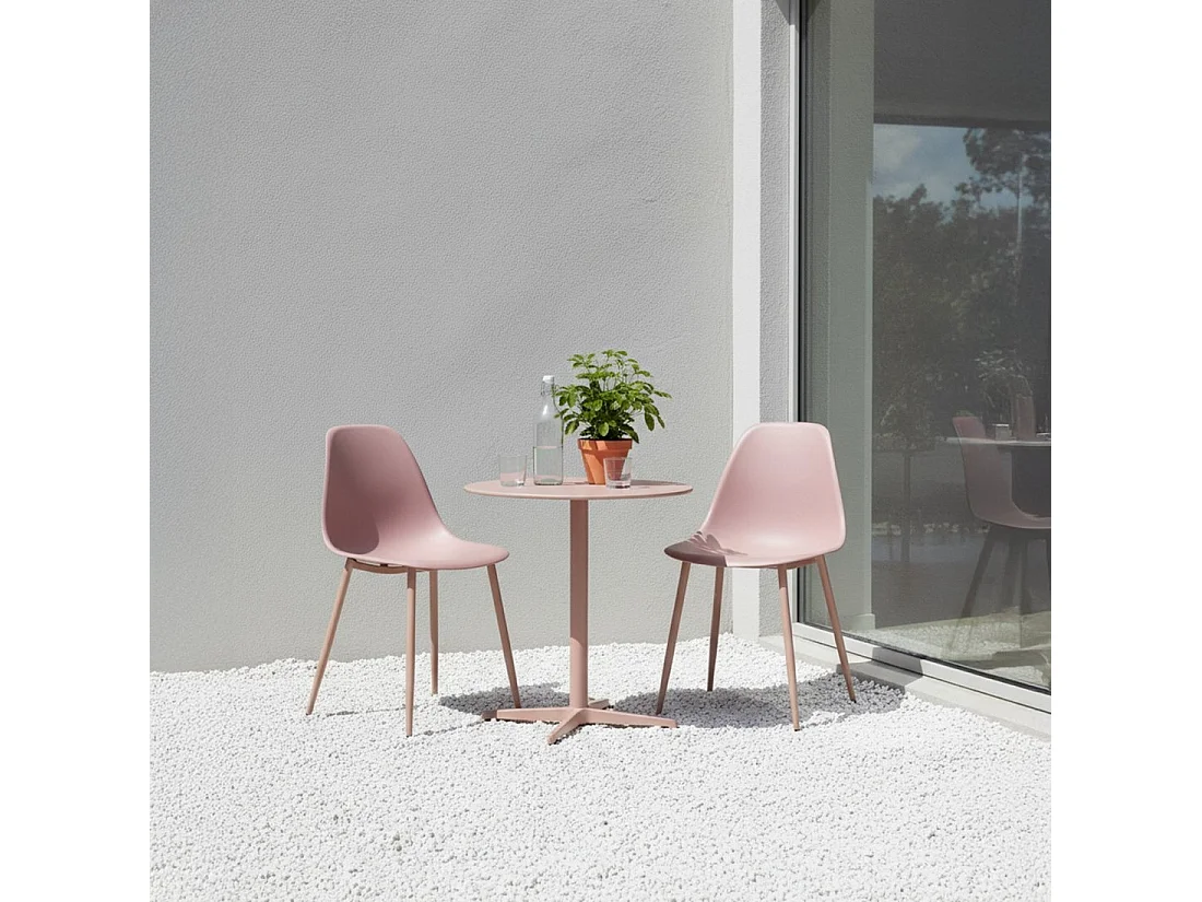 Chaise d'extérieur en plastique rose 45x80 cm-Nina