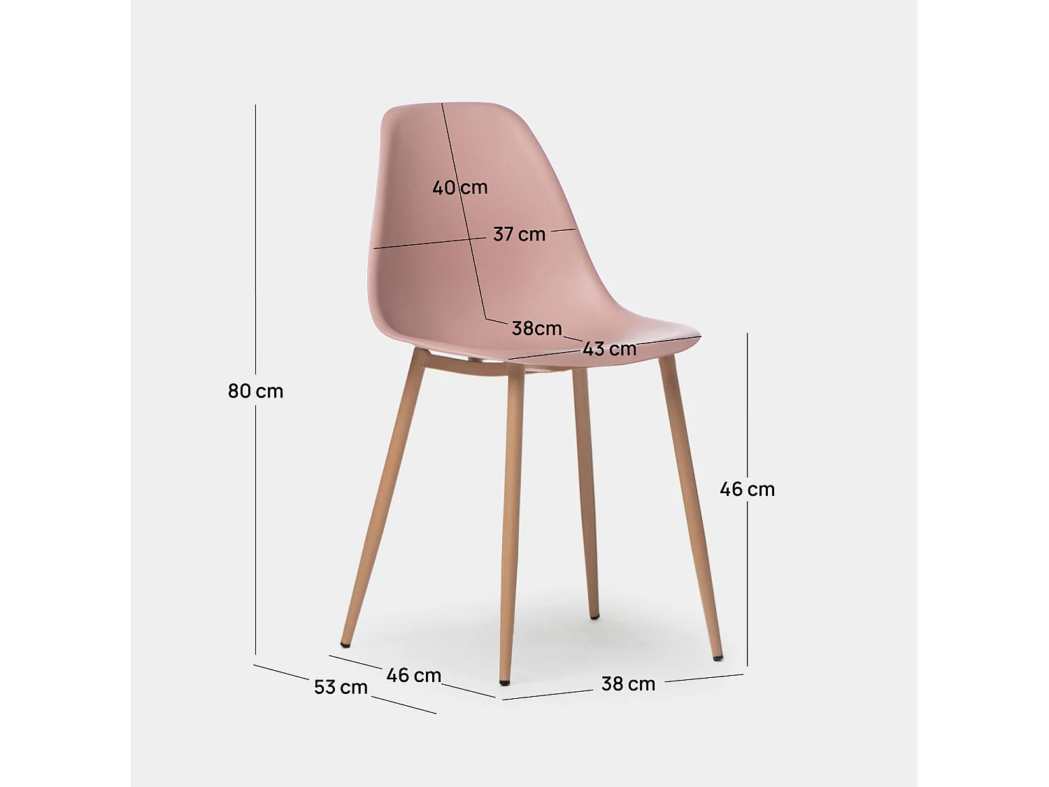 Chaise de jardin en plastique rose 45x80 cm-Nina