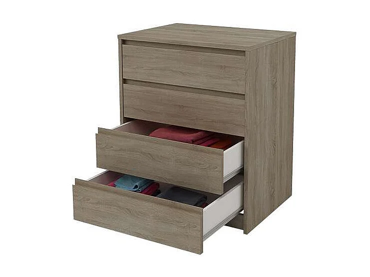 Cajonera 4 cajones Toledo acabado en roble cortez. 74cm(alto) 60cm(ancho) 45cm(fondo)