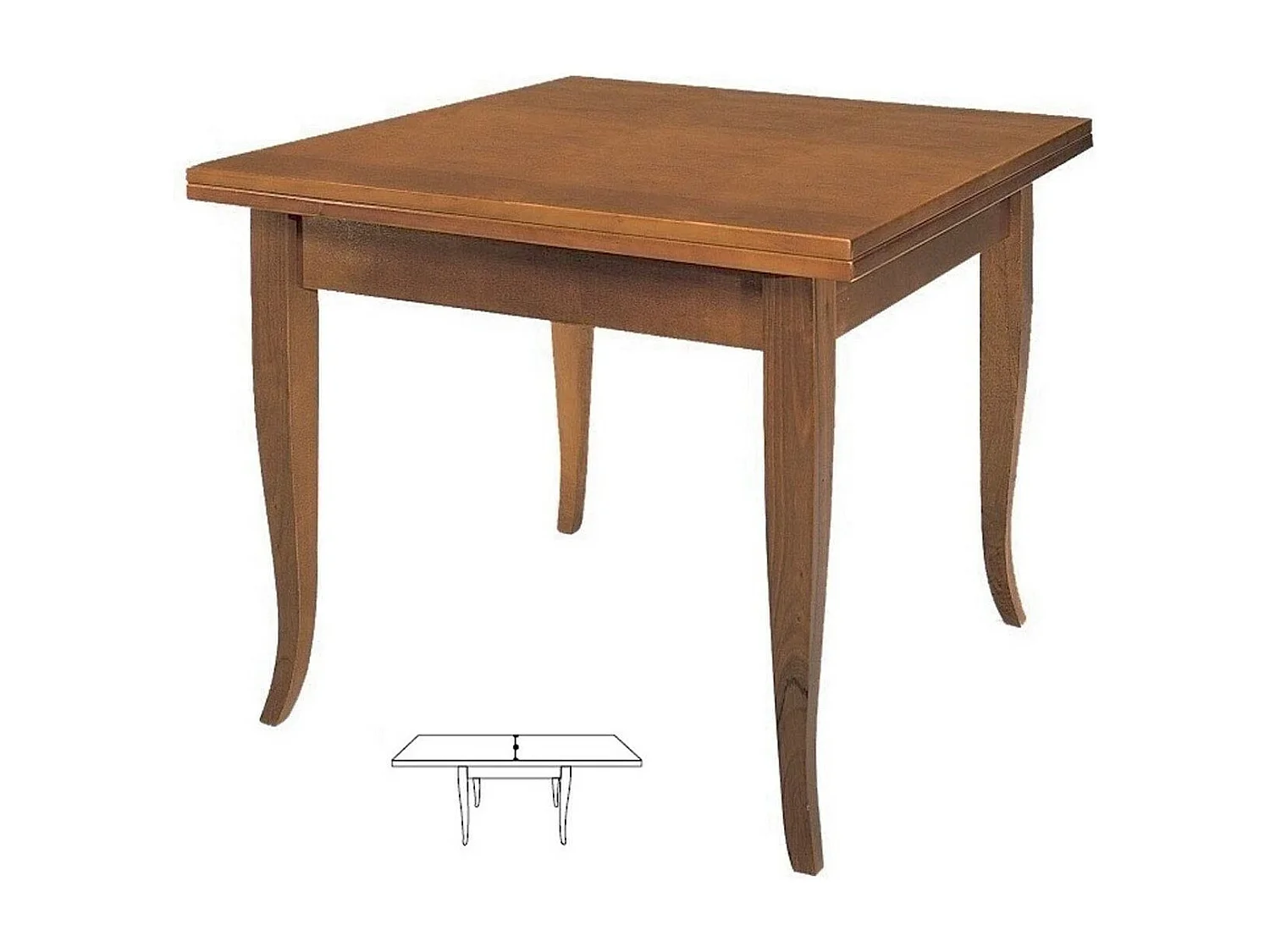 MOBILI 2G - TAVOLO NOCE GAMBA SCIABOLA 80x80 ALLUNGABILE A LIBRO (14)