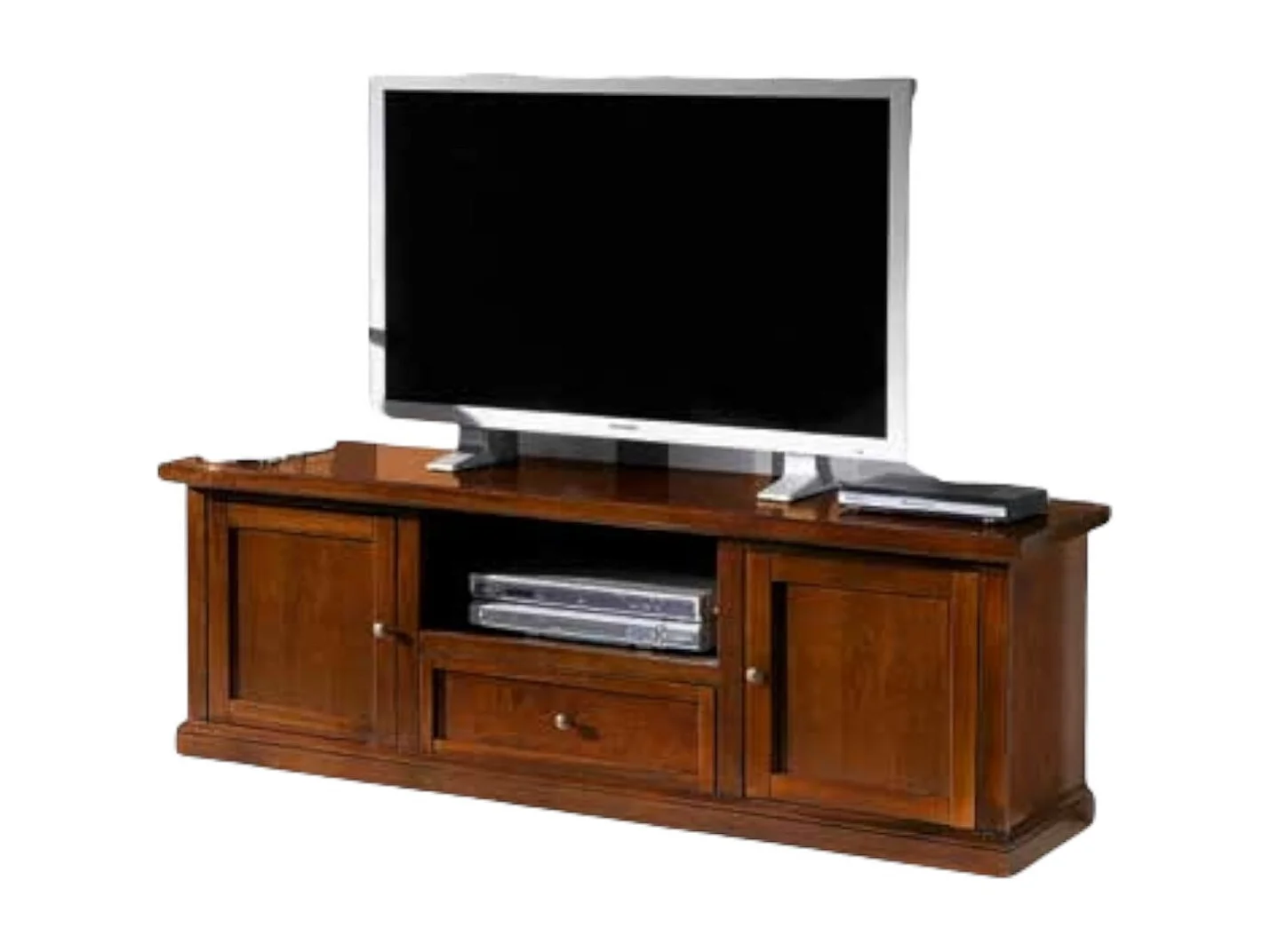 MOBILI 2G - Porta tv arte povera in legno tinta noce 160x45H56 (587)