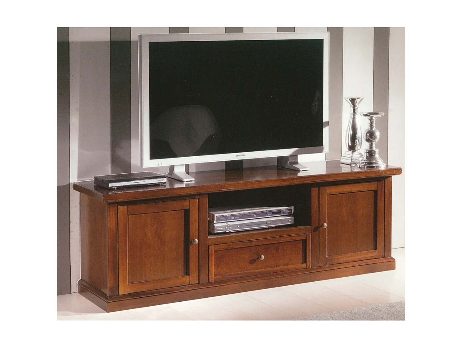 MOBILI 2G - Porta tv arte povera in legno tinta noce 160x45H56 (587)