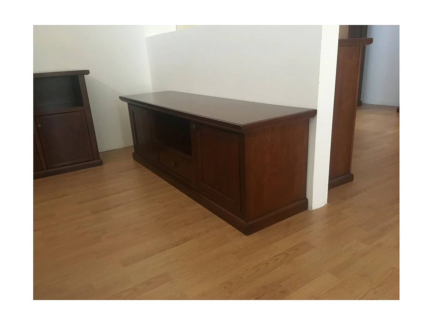 MOBILI 2G - Porta tv arte povera in legno tinta noce 160x45H56 (587)