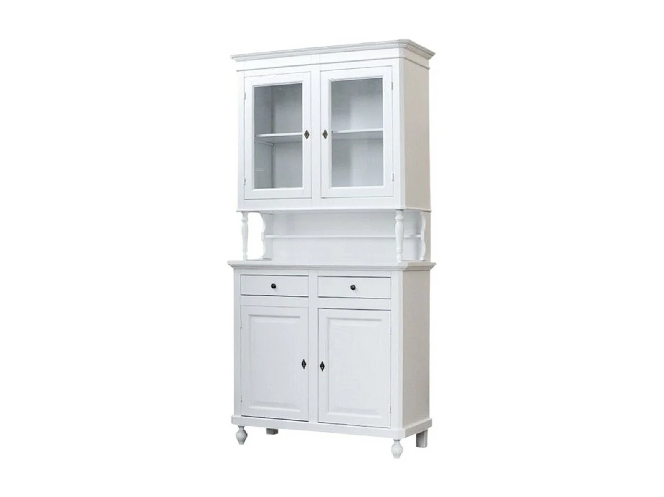 MOBILI 2G -  CRISTALLIERA ARTE POVERA 2 PORTE IN LEGNO SHABBY BIANCO 104X43X208 (1189)