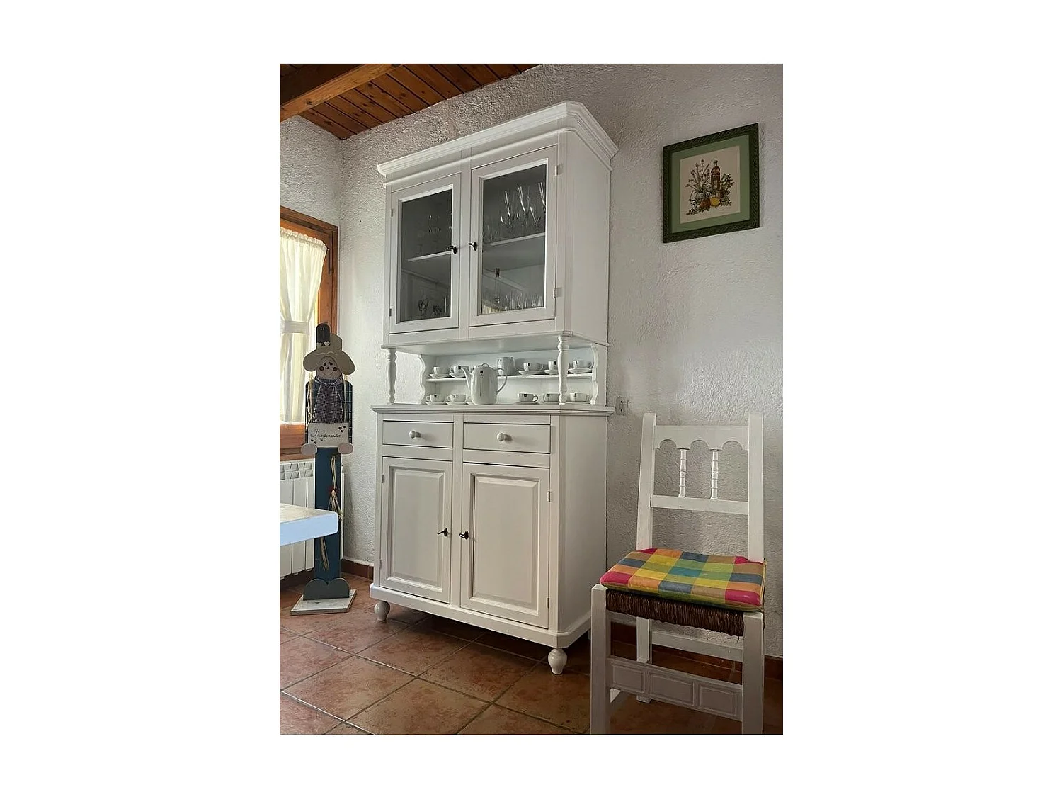 MOBILI 2G -  CRISTALLIERA ARTE POVERA 2 PORTE IN LEGNO SHABBY BIANCO 104X43X208 (1189)