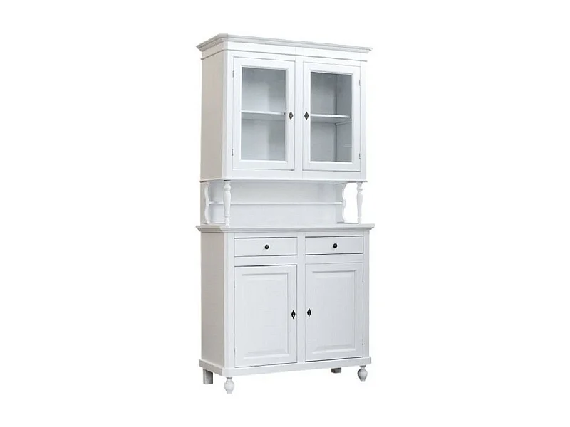 MOBILI 2G -  CRISTALLIERA ARTE POVERA 2 PORTE IN LEGNO SHABBY BIANCO 104X43X208 (1189)