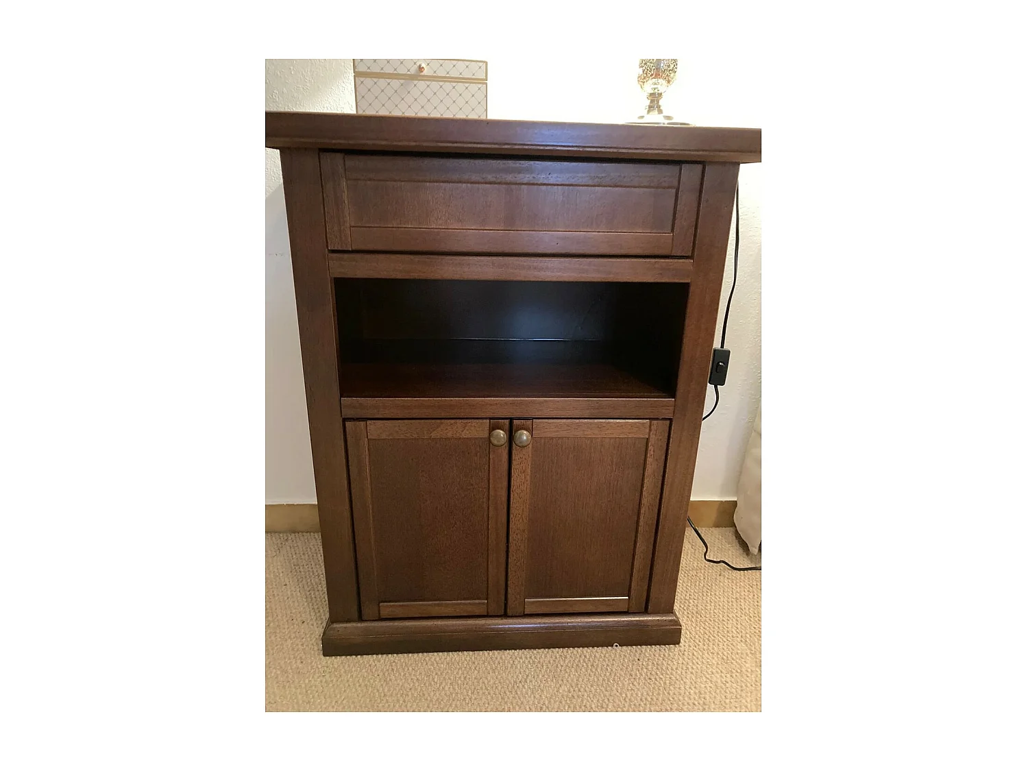 MOBILI 2G - PORTA TELEFONO ARTE POVERA 2 PORTE LEGNO TINTA NOCE 60X36X78 (374)