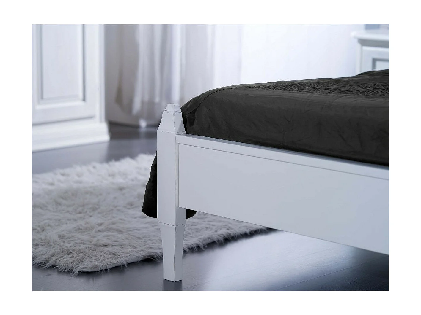 MOBILI 2G - LETTO MATRIMONIALE SHABBY CHIC BIANCO LEGNO MASSELLO 178x210x106 (2234)