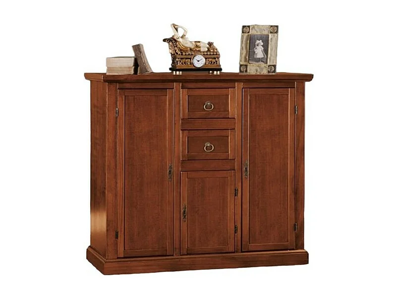 MOBILI 2G - Madia Credenza 3 porte 2 cassetti tinta noce 100 X 39 X 85 (392)