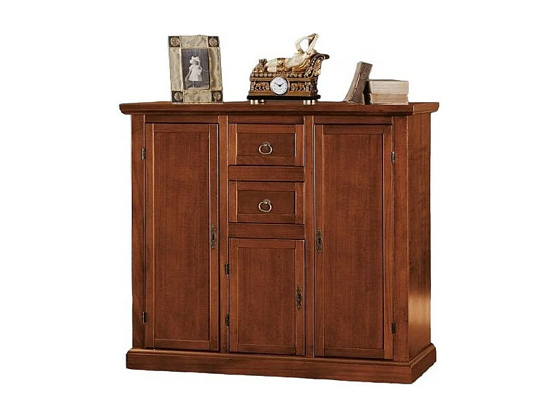 MOBILI 2G - Madia Credenza 3 porte 2 cassetti tinta noce 100 X 39 X 85 (392)