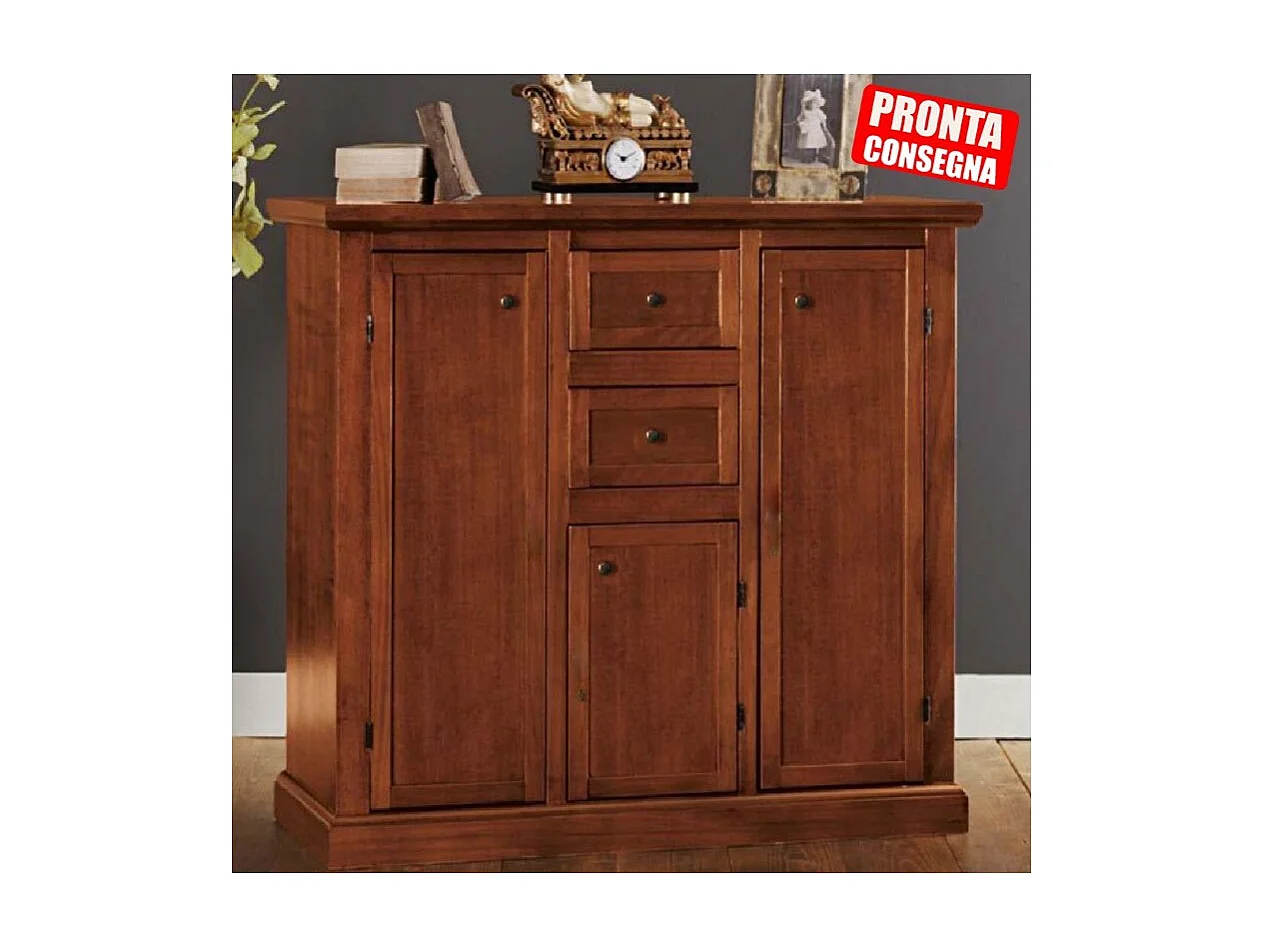 MOBILI 2G - Madia Credenza 3 porte 2 cassetti tinta noce 100 X 39 X 85 (392)