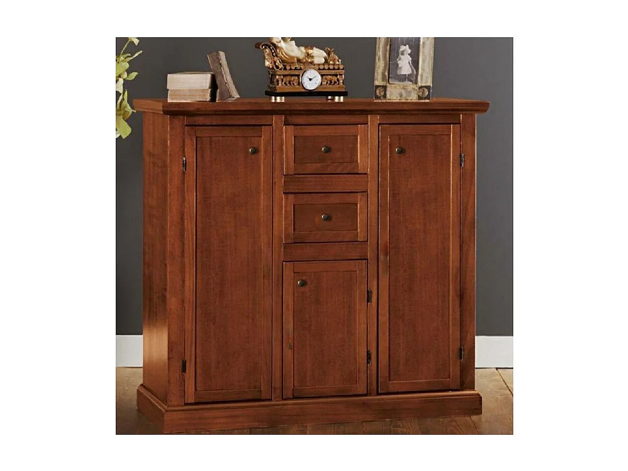 MOBILI 2G - Madia Credenza 3 porte 2 cassetti tinta noce 100 X 39 X 85 (392)