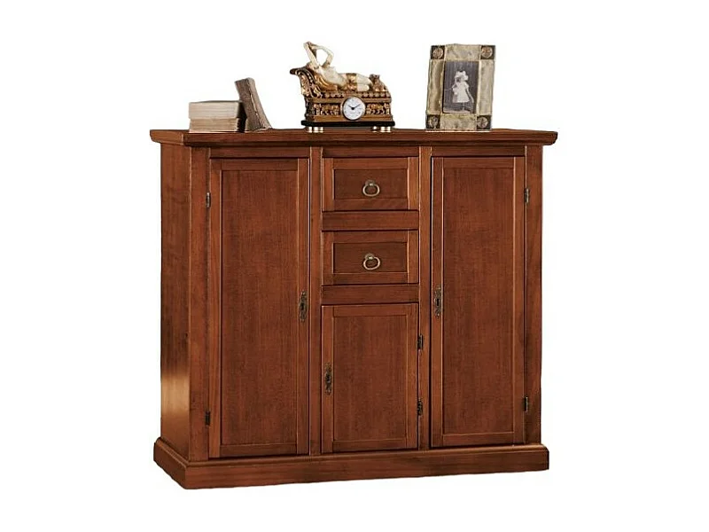 MOBILI 2G - Madia Credenza 3 porte 2 cassetti tinta noce 100 X 39 X 85 (392)