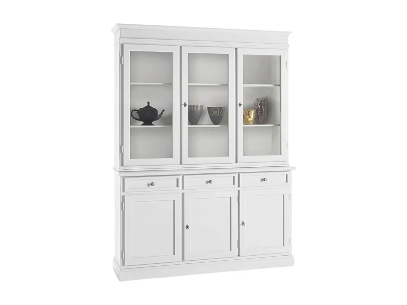 MOBILI 2G - Cristalliera 3 porte in legno arte povera bianco sporco 155x42x203